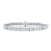 Platinum Round Brilliant and Baguette Cut Flower Diamond Bracelet