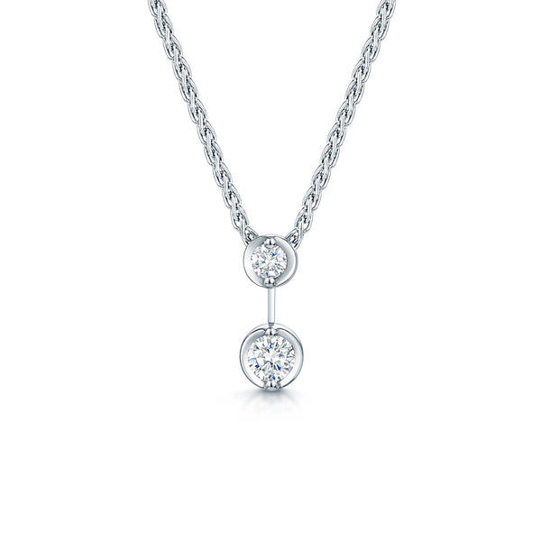 Berry's 18ct White Gold Round Brilliant Two Stone Diamond Drop Pendant - Berry's Jewellers