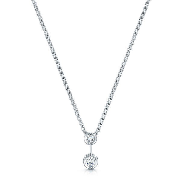 Berry's 18ct White Gold Round Brilliant Two Stone Diamond Drop Pendant - Berry's Jewellers