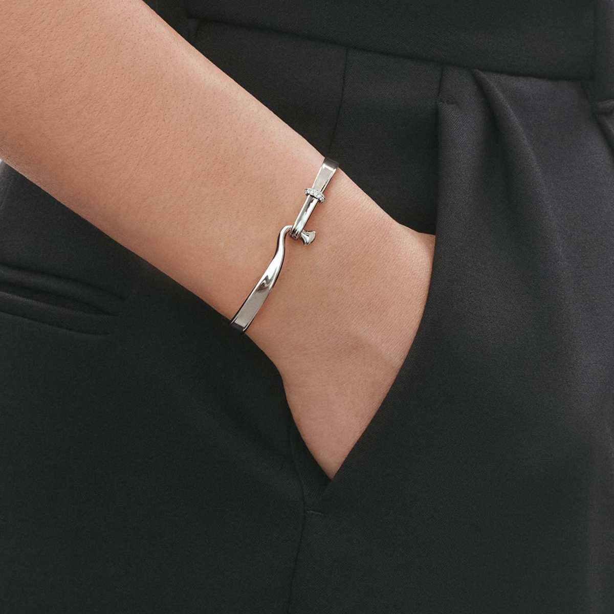 Georg Jensen Torun Silver Diamond Set Bangle - Berry's Jewellers