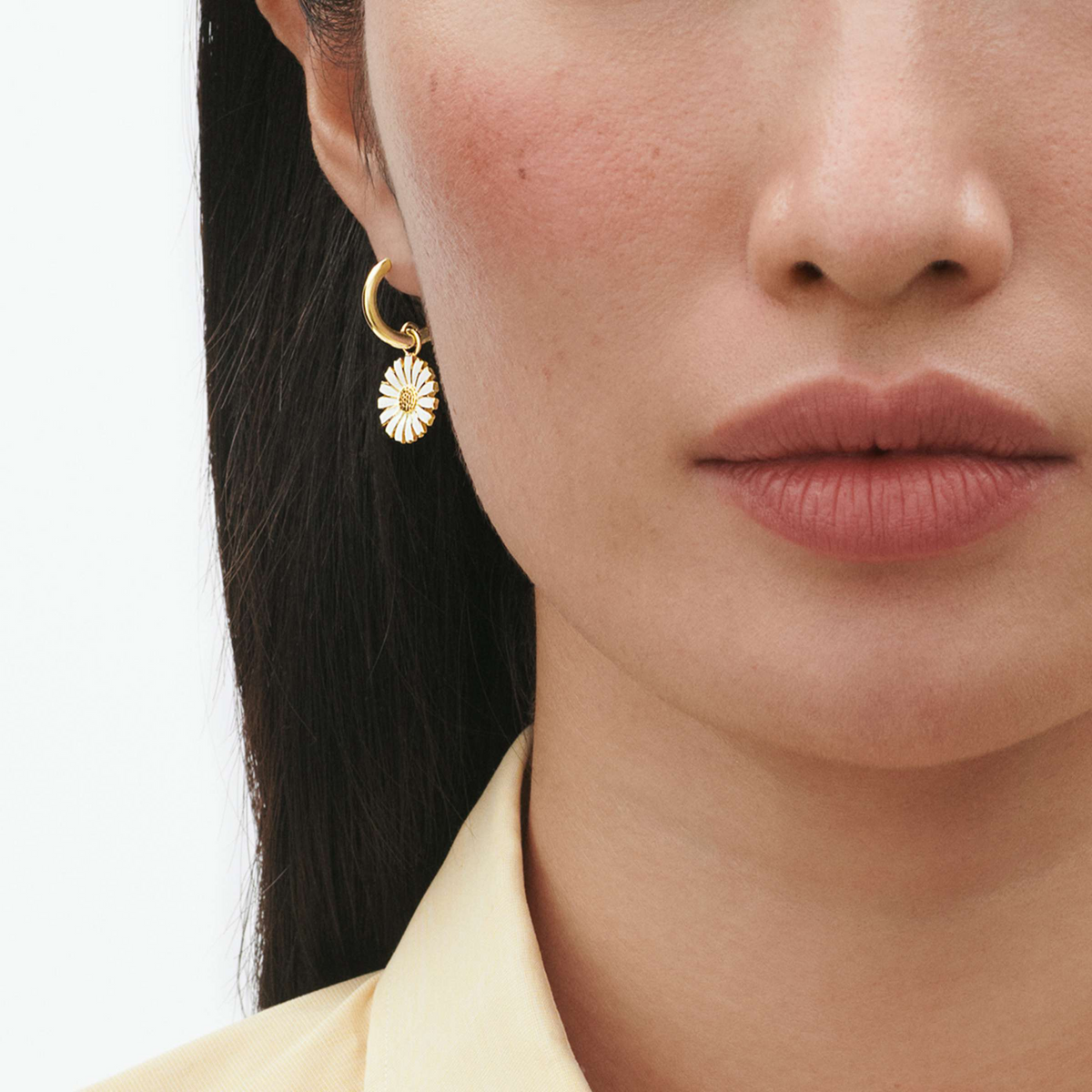 Georg Jensen Daisy 18ct Yellow Gold Plated Hoop Drop Earrings - Berry's Jewellers