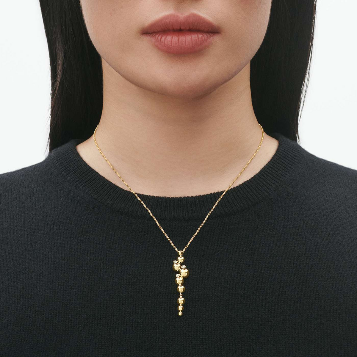 Georg Jensen Moonlight Grapes 18ct Yellow Gold Diamond Set Drop Pendant - Berry's Jewellers