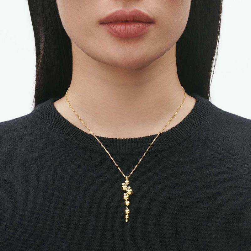 Georg Jensen Moonlight Grapes 18ct Yellow Gold Diamond Set Drop Pendant - Berry's Jewellers