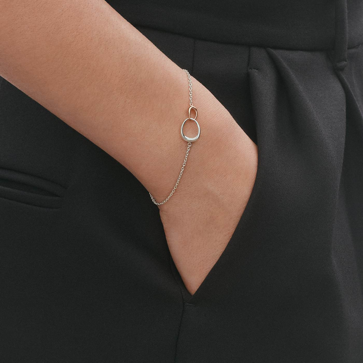 Georg Jensen Offspring Sterling Silver & 18ct Rose Gold Bracelet - Berry's Jewellers