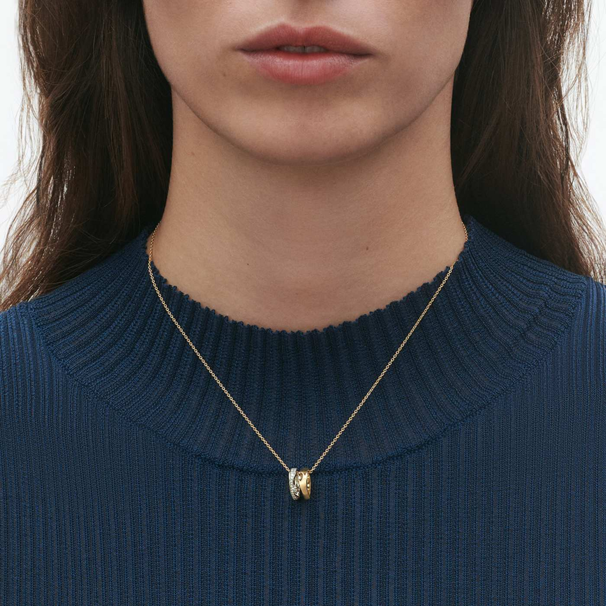 Georg Jensen Fusion 18ct Yellow And White Gold Diamond Set Open Pendant - Berry's Jewellers