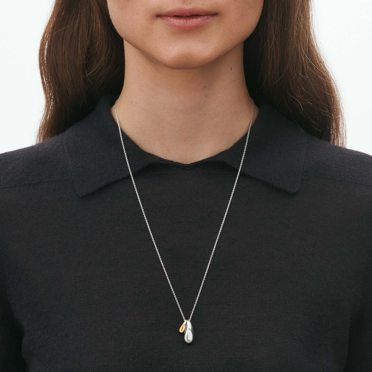Georg Jensen Reflect Silver & 18ct Yellow Gold Double Pendant - Berry's Jewellers