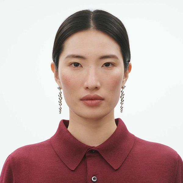 Moonlight Grapes Oxidised Sterling Silver Long Drop Earrings