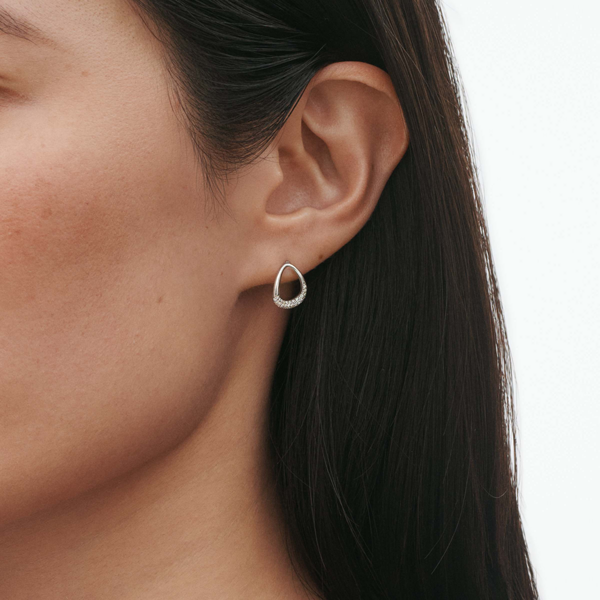 Georg Jensen Sterling Silver Offspring Diamond Stud Earrings - Berry's Jewellers