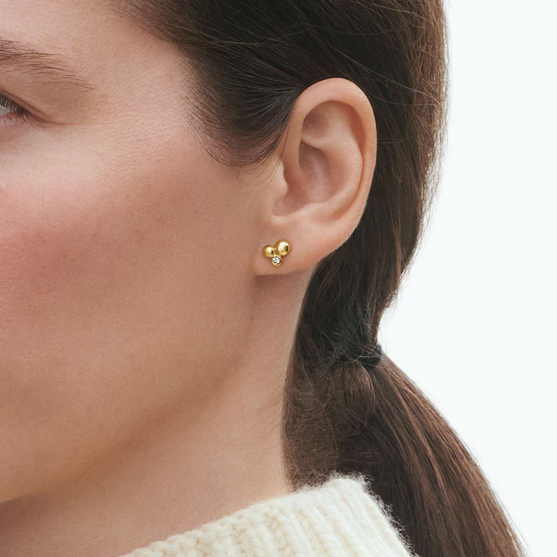 Georg Jensen Moonlight Grapes 18ct yellow gold diamond set earrings - Berry's Jewellers