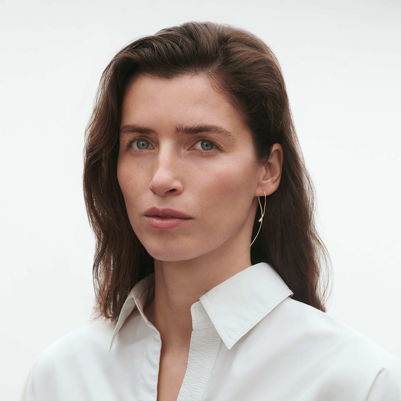 Mercy 18ct Yellow Gold Drop Hoop Earrings