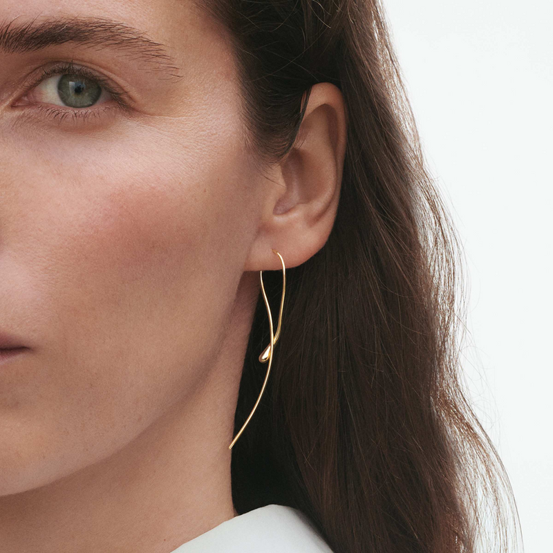 Mercy 18ct Yellow Gold Drop Hoop Earrings