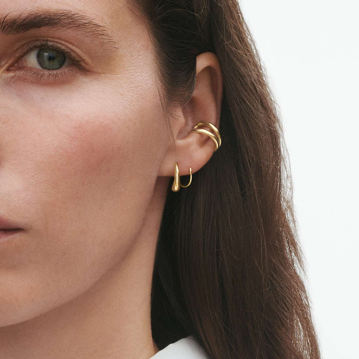 Georg Jensen Mercy 18ct Yellow Gold Swirl Earrings - Berry's Jewellers