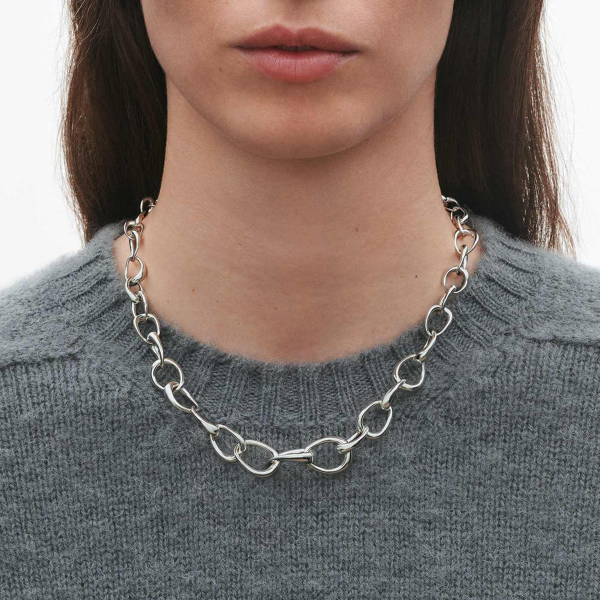 Georg Jensen Offspring Sterling Silver Graduated Link Necklace - Berry's Jewellers