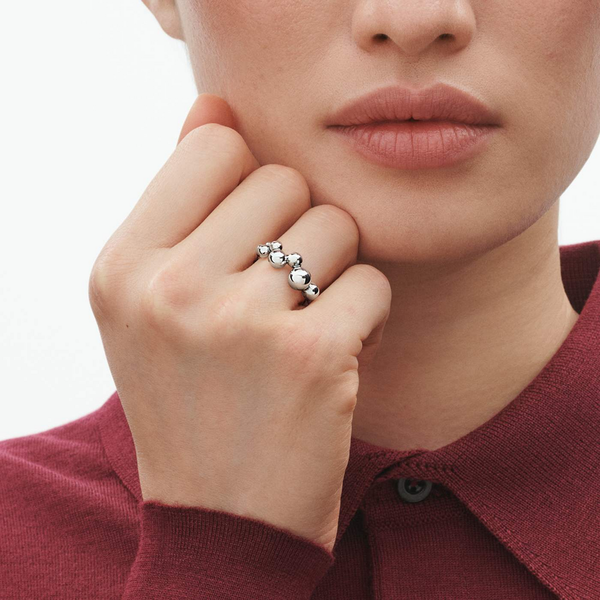 Georg Jensen Moonlight Grapes Luxury Silver Ring - Berry's Jewellers