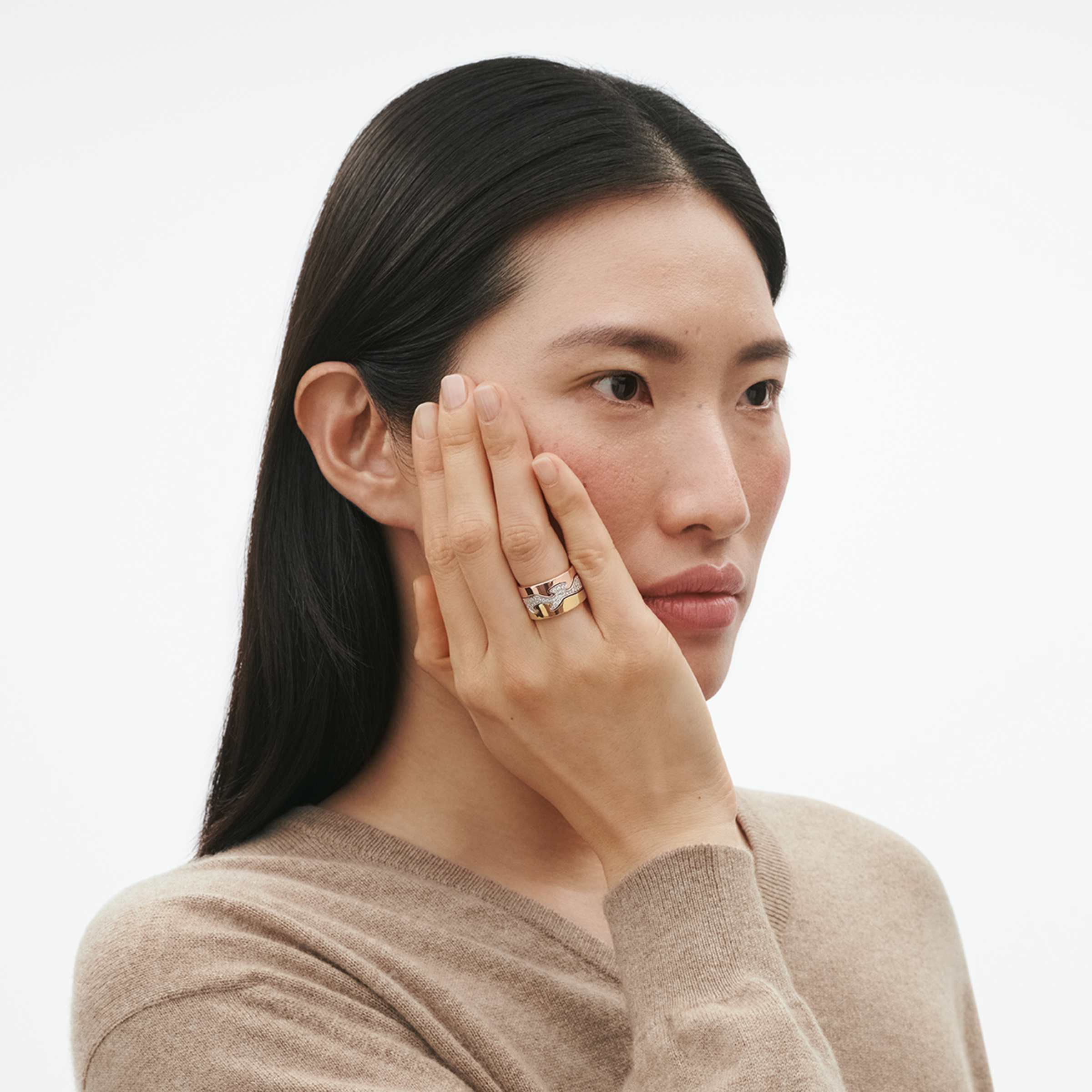 Fusion 18ct White Gold Pave Diamond Set Centre Ring