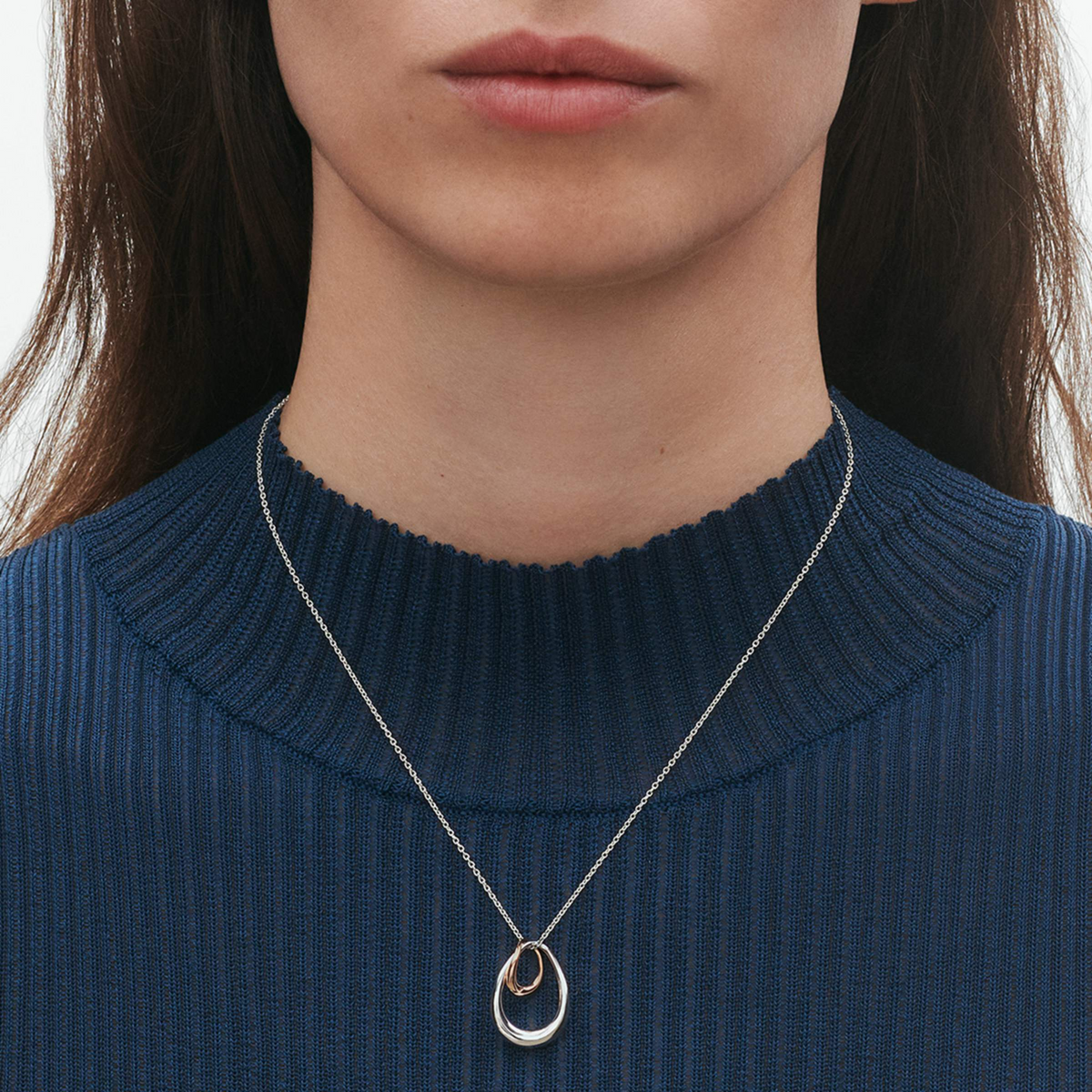 Georg Jensen Offspring Sterling Silver & 18ct Rose Gold Pendant - Berry's Jewellers