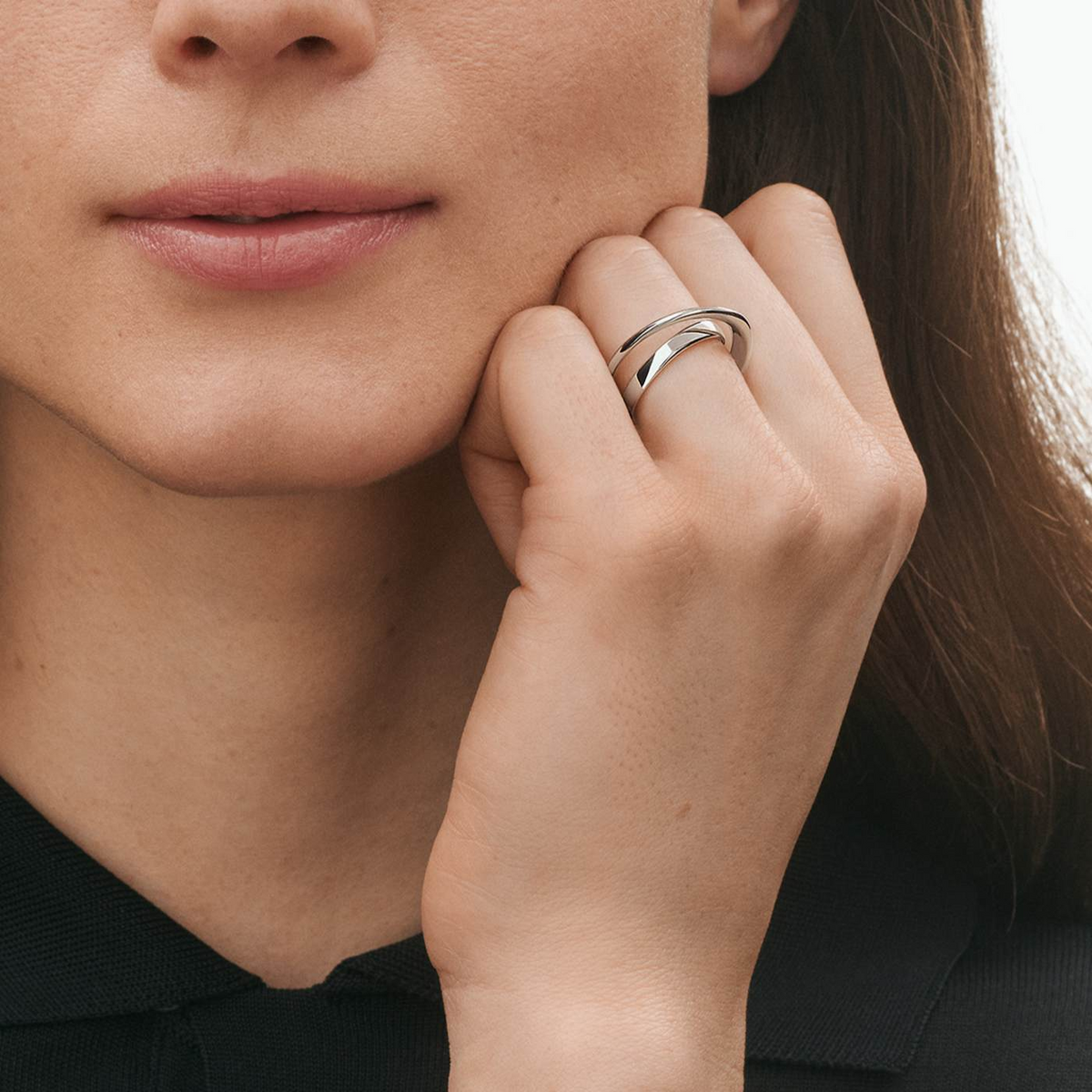 Georg Jensen Mobius Sterling Silver Crossover Dress Ring - Berry's Jewellers