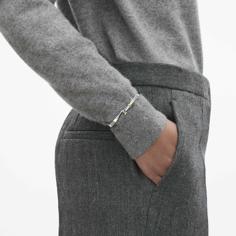 Georg Jensen Torun Silver & Gold Champagne Diamond Set Bangle - Berry's Jewellers