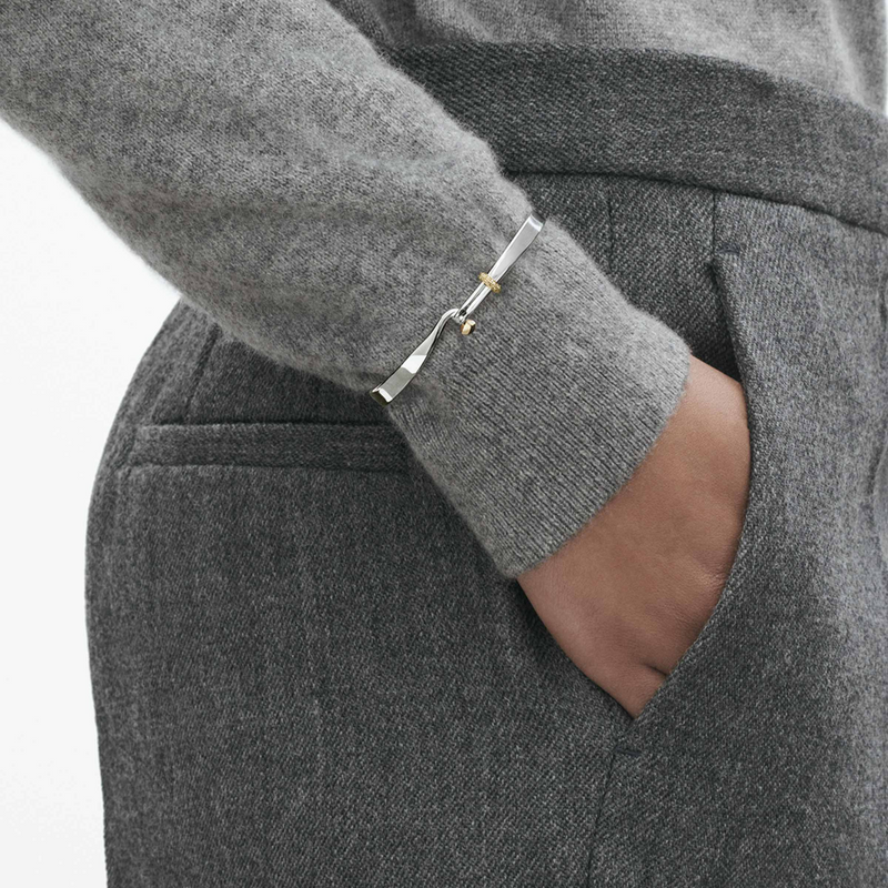 Georg Jensen Torun Silver & Gold Champagne Diamond Set Bangle - Berry's Jewellers