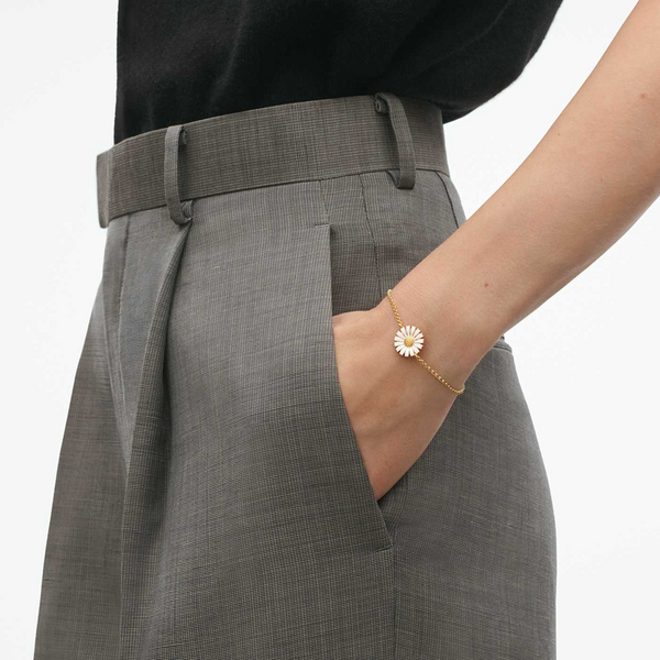 Georg Jensen Daisy 18ct Yellow Gold Plated Silver And White Enamel Bracelet - Berry's Jewellers