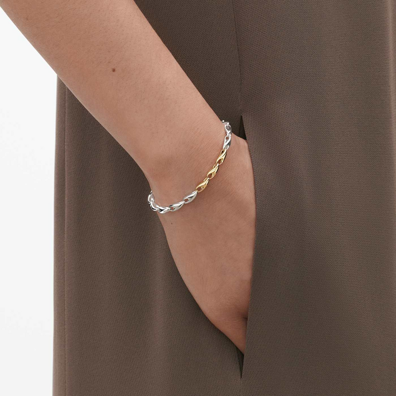 Georg Jensen Reflect Sterling Silver And 18ct Yellow Gold Bracelet - Berry's Jewellers