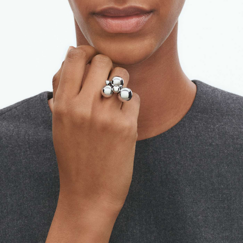 Georg Jensen Moonlight Grapes Oxidised Sterling Silver Ring - Berry's Jewellers