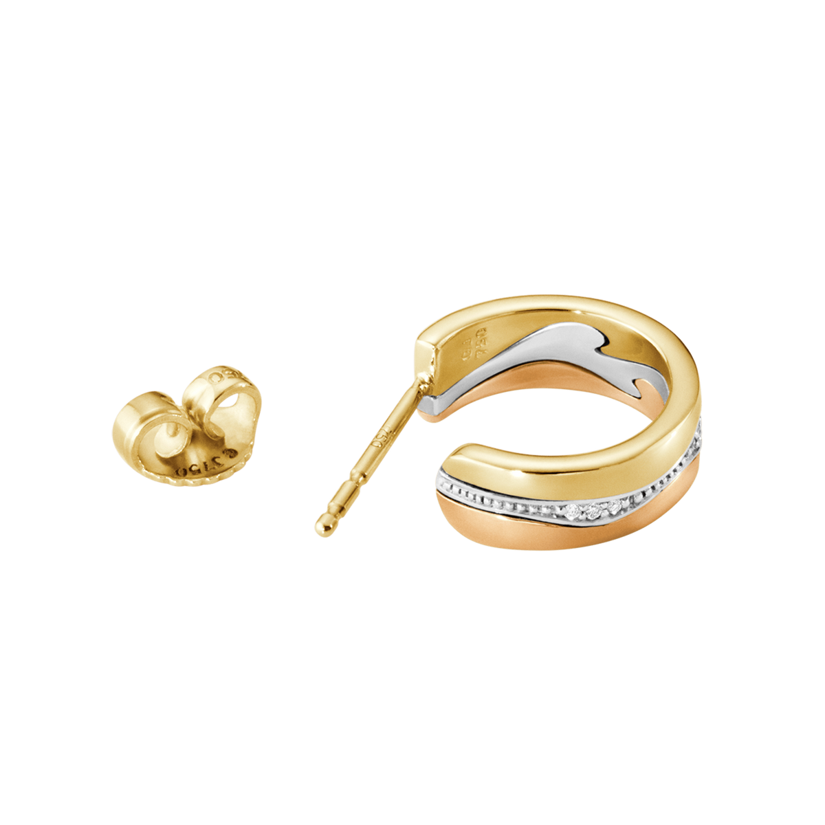 Georg Jensen Fusion 18ct Gold Diamond Set Hoop Earrings - Berry's Jewellers