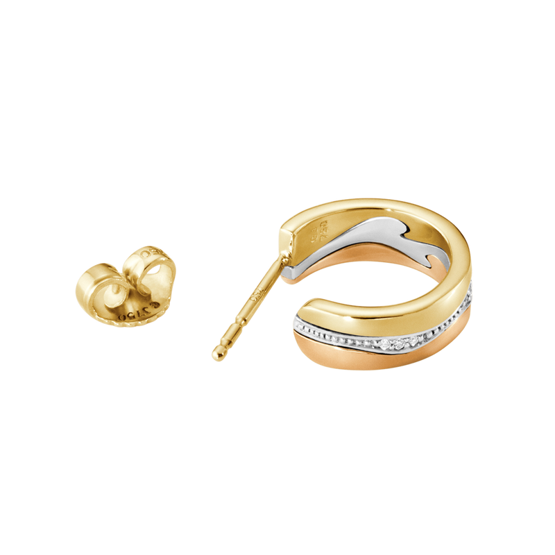 Georg Jensen Fusion 18ct Gold Diamond Set Hoop Earrings - Berry's Jewellers