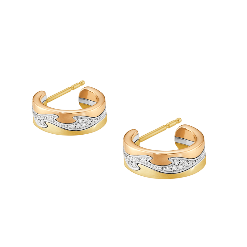Georg Jensen Fusion 18ct Gold Diamond Set Hoop Earrings - Berry's Jewellers