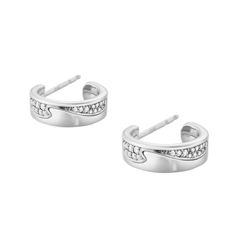 Georg Jensen Fusion 18ct White Gold Diamond Set Hoop Earrings - Berry's Jewellers
