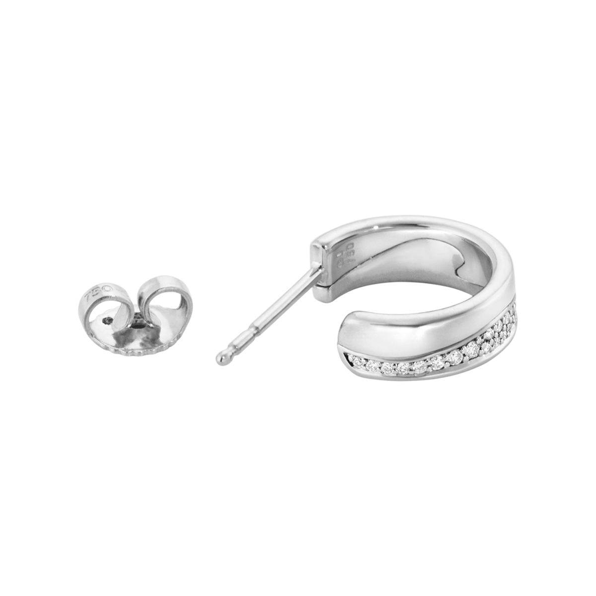 Georg Jensen Fusion 18ct White Gold Diamond Set Hoop Earrings - Berry's Jewellers
