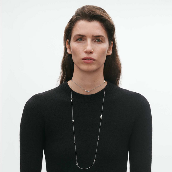 Moonlight Grapes Silver 120cm Long Sautoir