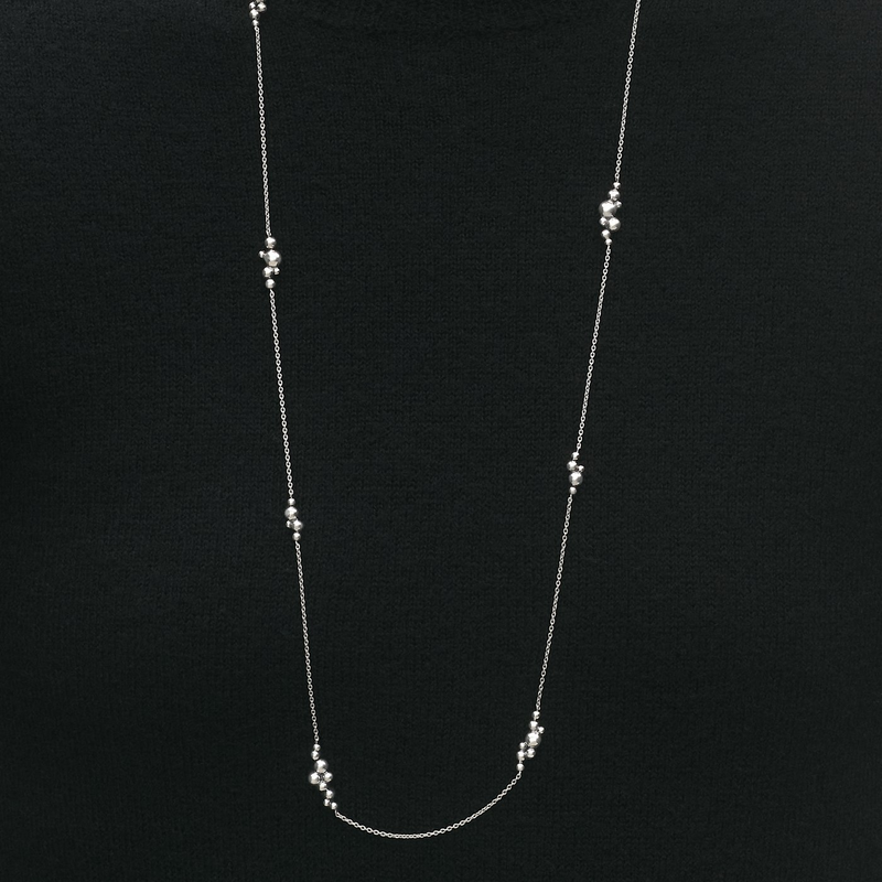 Moonlight Grapes Silver 120cm Long Sautoir