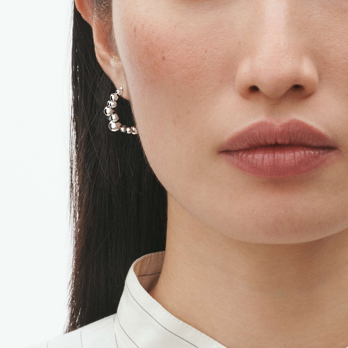 Georg Jensen Moonlight Grapes Silver Ear Hoops - Berry's Jewellers