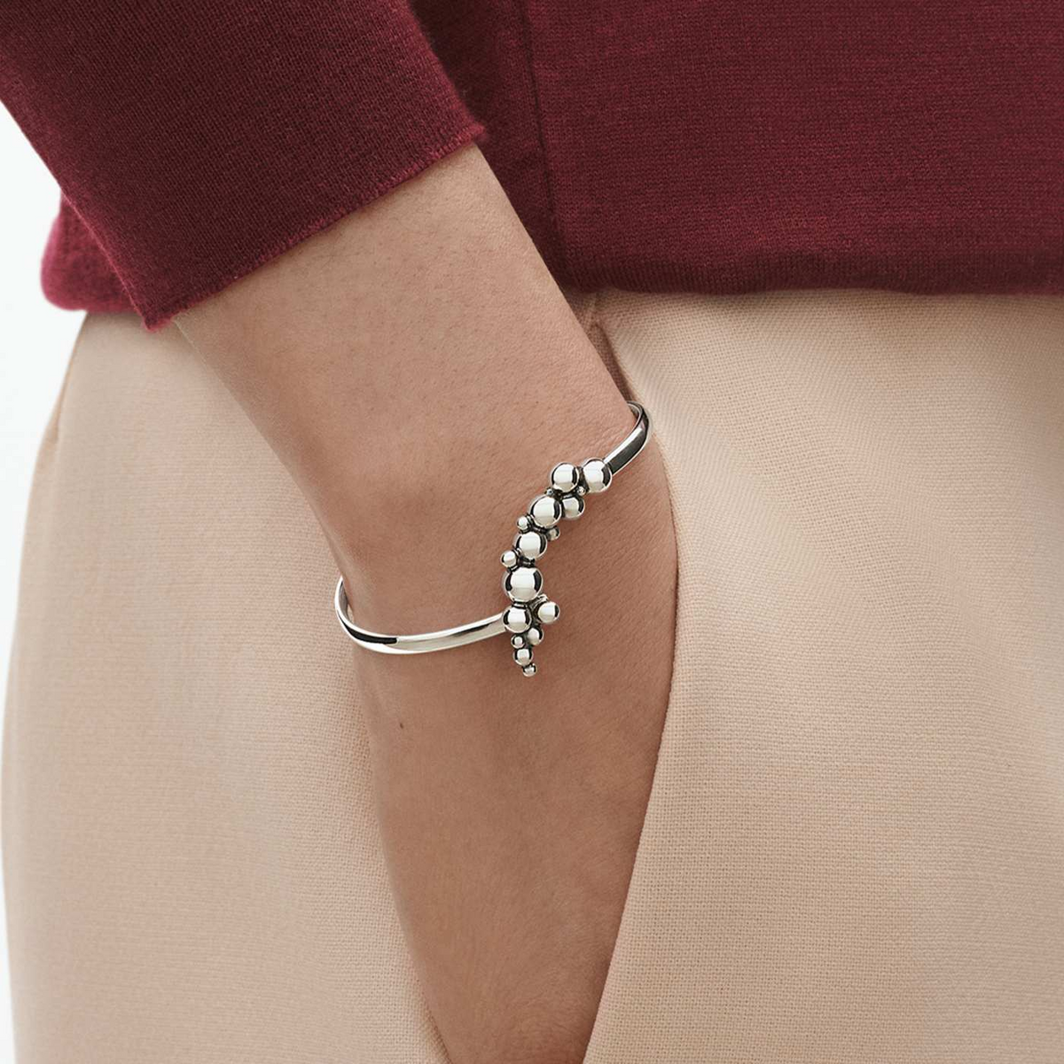 Georg Jensen Moonlight Grapes Luxury Silver Bangle - Berry's Jewellers