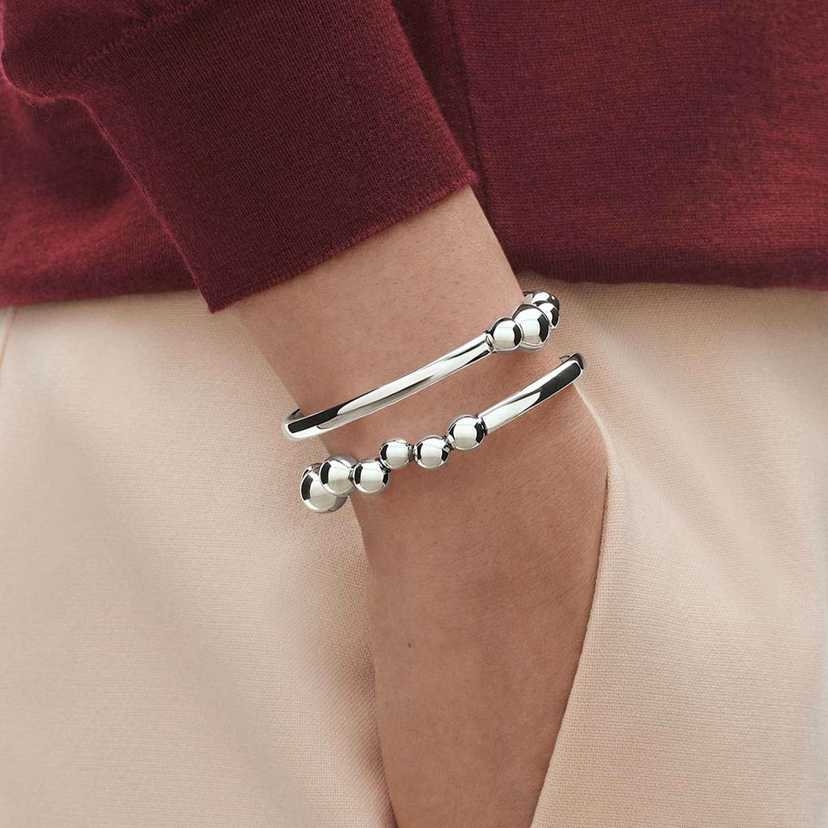 Georg Jensen Moonlight Grapes Oxidised Sterling Silver Bangle - Berry's Jewellers