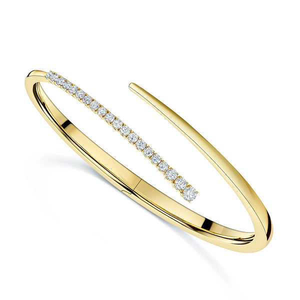 Berry's 18ct Yellow Gold Round Brilliant Cut Diamond Cross Over Bangle - Berry's Jewellers