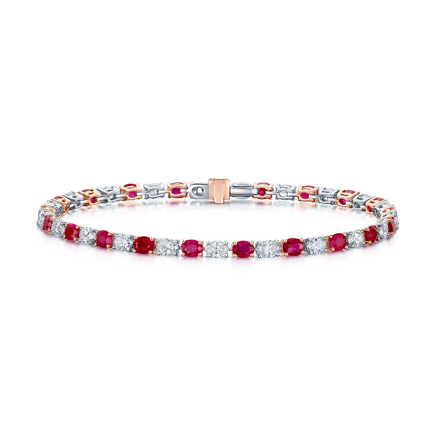 Berry's 18ct Yellow Gold Oval Cut Ruby And Diamond Tennis Bracelet - Berry's Jewellers
