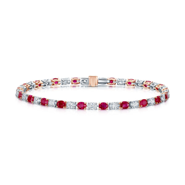 Berry's 18ct Yellow Gold Oval Cut Ruby And Diamond Tennis Bracelet - Berry's Jewellers