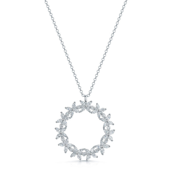 Berry's 18ct White Gold Diamond Flower Circle Pendant - Berry's Jewellers