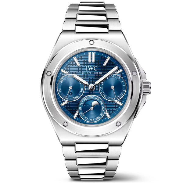 IWC Schaffhausen Ingenieur Perpetual Calendar 41mm Blue Dial Mens Bracelet Watch - Berry's Jewellers