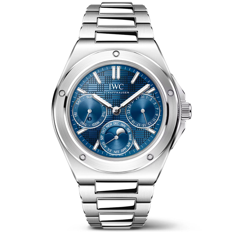 IWC Schaffhausen Ingenieur Perpetual Calendar 41mm Blue Dial Mens Bracelet Watch - Berry's Jewellers