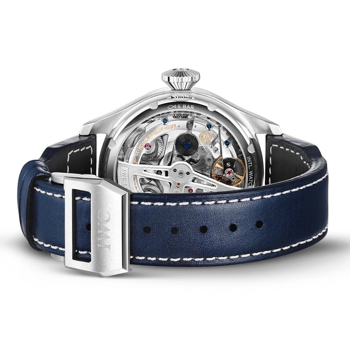 IWC Schaffhausen Big Pilot's Perpetual Calendar 46mm Blue Dial Leather Strap Watch - Berry's Jewellers