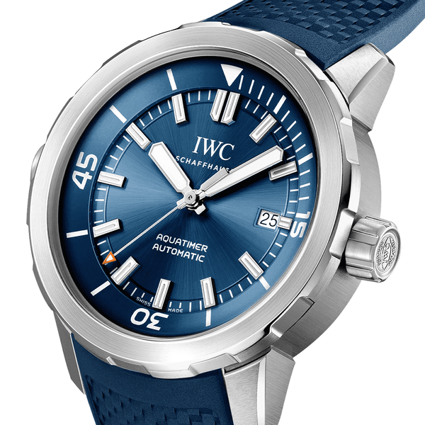 IWC Schaffhausen Aquatimer 42mm Blue Dial Men's Automatic Rubber Strap Watch - Berry's Jewellers