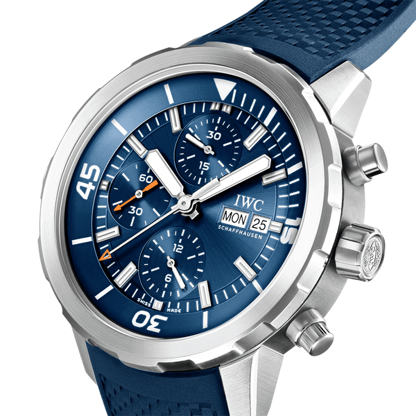 IWC Schaffhausen Aquatimer 42mm Blue Dial Men's Rubber Strap Chronograph Watch - Berry's Jewellers