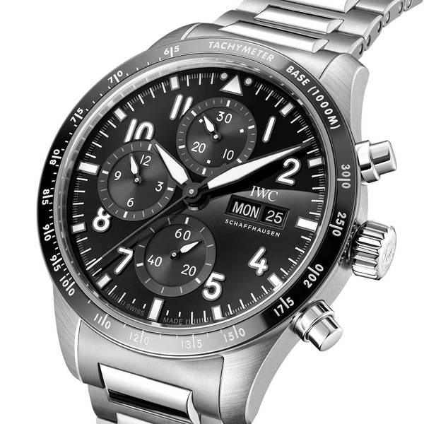 IWC Schaffhausen Pilot's 41mm Black Dial AMG Performance Chronograph Bracelet Watch - Berry's Jewellers