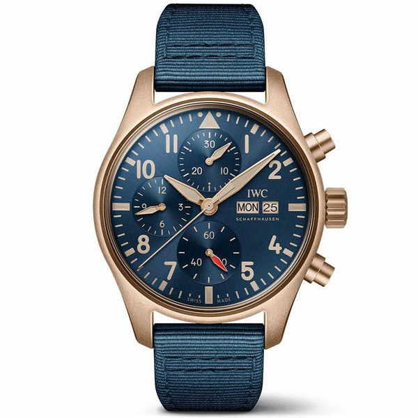 IWC Schaffhausen Pilot's Bronze 41mm Blue Dial Men's Chronograph Watch - Berry's Jewellers
