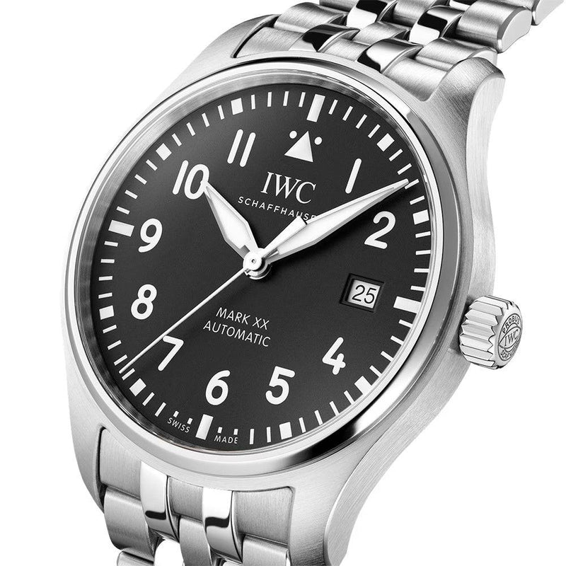 IWC Schaffhausen Pilot's Mark XX 40mm Black Dial Men's Automatic Bracelet Watch - Berry's Jewellers