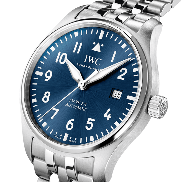 IWC Schaffhausen Pilot's Mark XX 40mm Blue Dial Men's Automatic Bracelet Watch - Berry's Jewellers