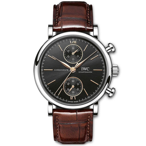Rose Dial Chronograph Leather Strap Watch - Berry's Jewellers